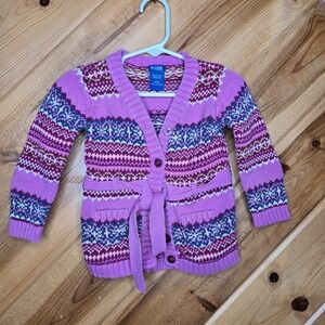 Y2K Genuine Kids by Oshkosh Knit Button Cardigan Belted‎ 12 Months Fair Isle